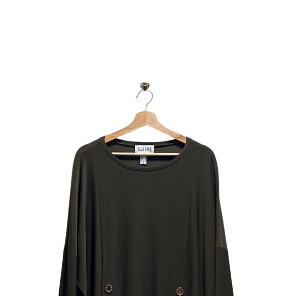 Joseph Ribkoff Swing Jersey Knit Blouse Safari Green Size 14 NWT - Picture 8 of 16
